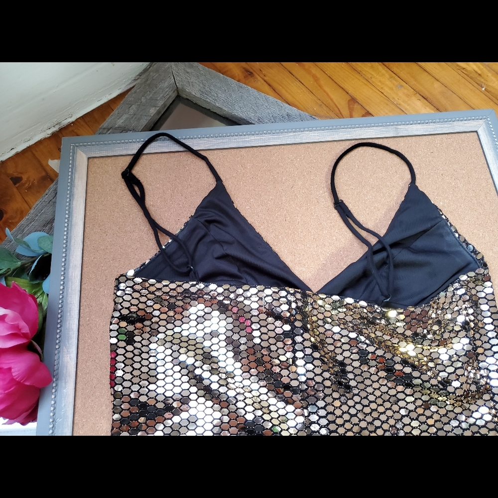 Charlotte Russe Gold Geometric Sequin Mini Dress - Picture 3 of 6